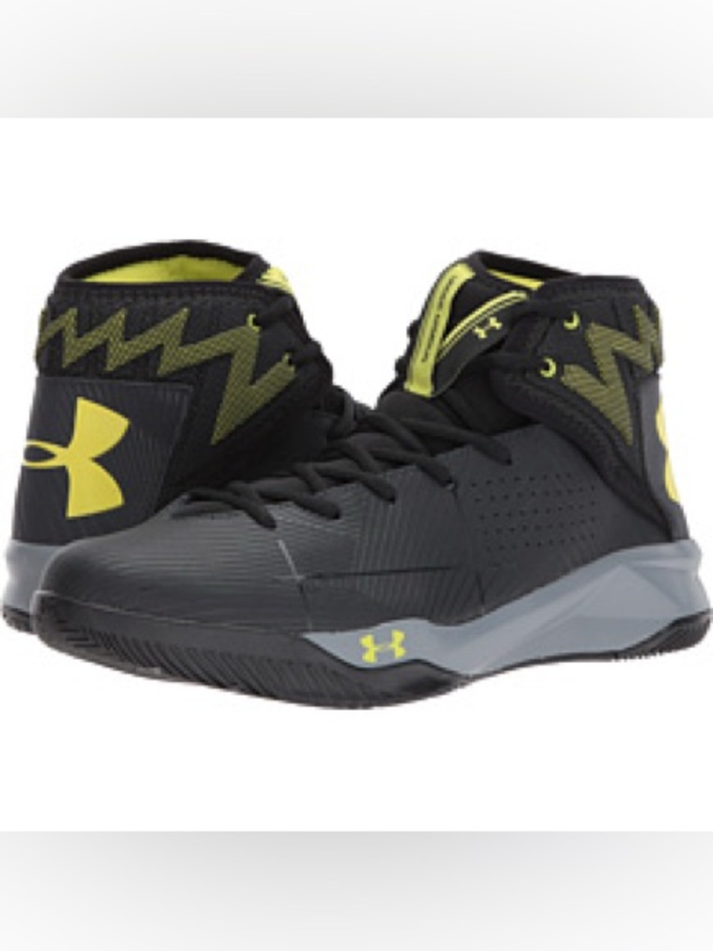 Under Armour Rocket Black and Yellow High-Top Basketball Sneakers size 14